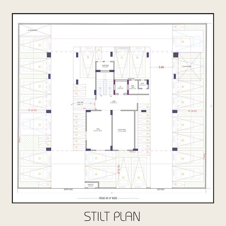 Stilt level entrance and parking plan